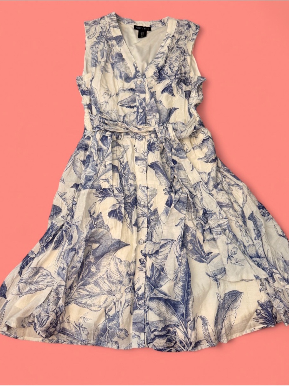 Sleeveless Blue Floral Print Women’s Dress - Lightweight Style
